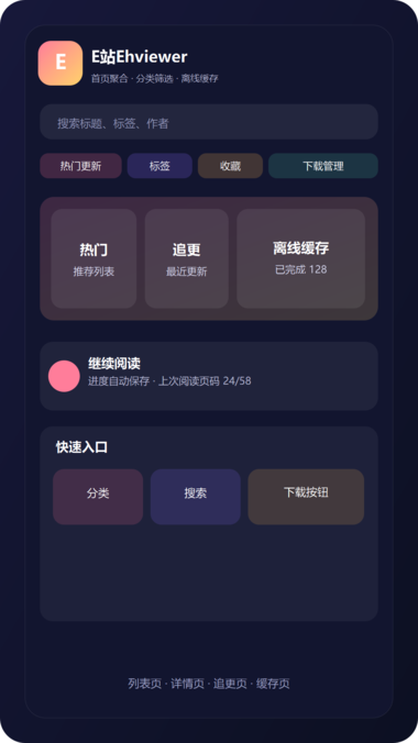 E站Ehviewer 首页推荐与分类入口